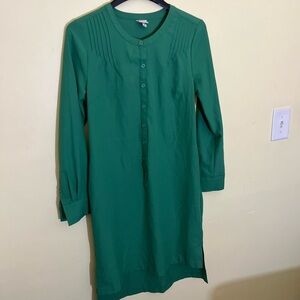 Merona Green Pleated Long Sleeve Dress